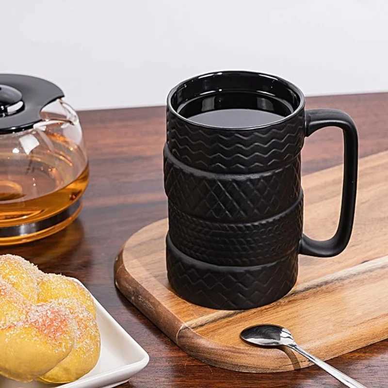 Creative Coffee Mug Large Capacity Ceramic Cup Personty Tire Shaped Cup Novelty Tea Milk Mug Water Bottle Drinkware Gift Y251125