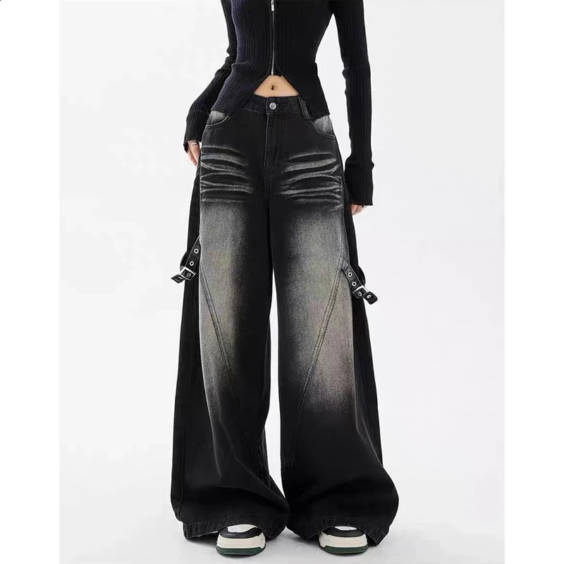 Baggy jeans clothing Hip Hop retro wide leg casual black pants 250417