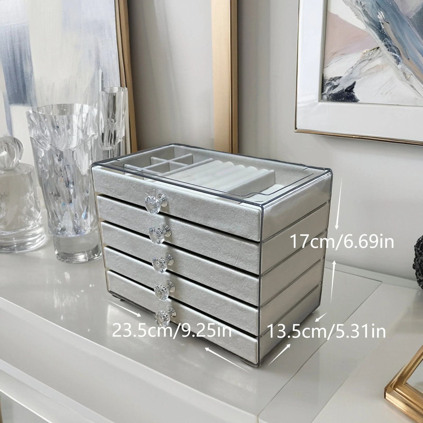 5 Layers of Velvet Jewellery Organiser Drawer Velvet Jewelry Box Earrings Bracelet Organizer Jewelry Display Box Jewelry Boxes 250424