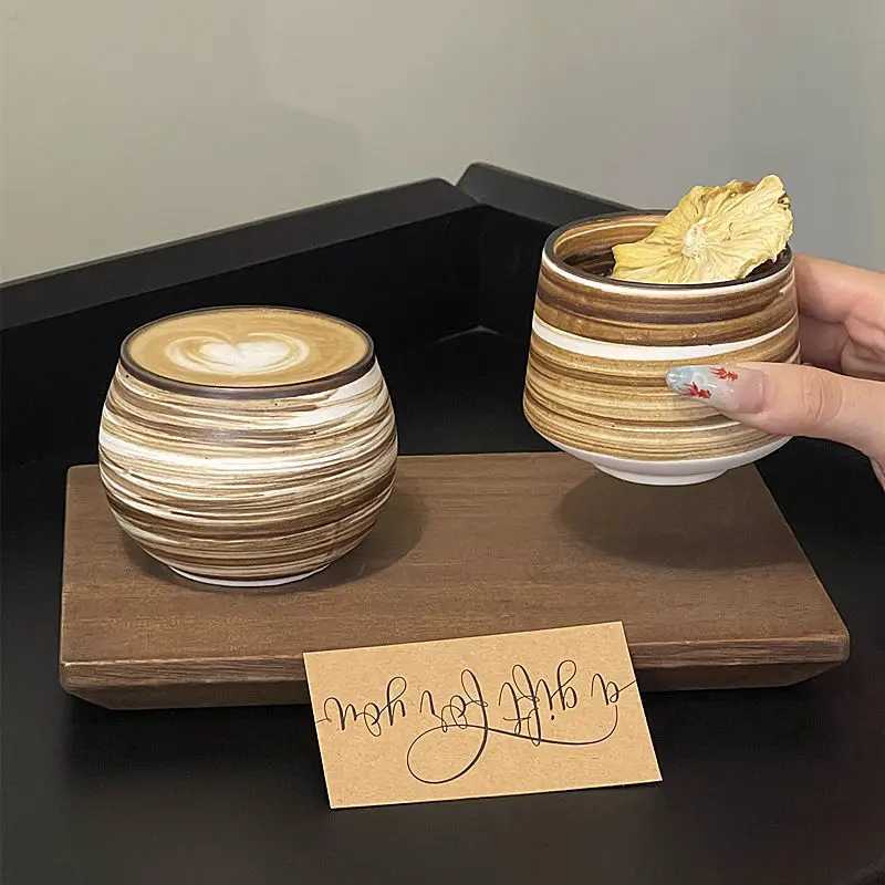 Japanese handmade rough pottery frosted tea cup hot latte coffee cup retro style kung fu tea cup tea tasting cup Y251125