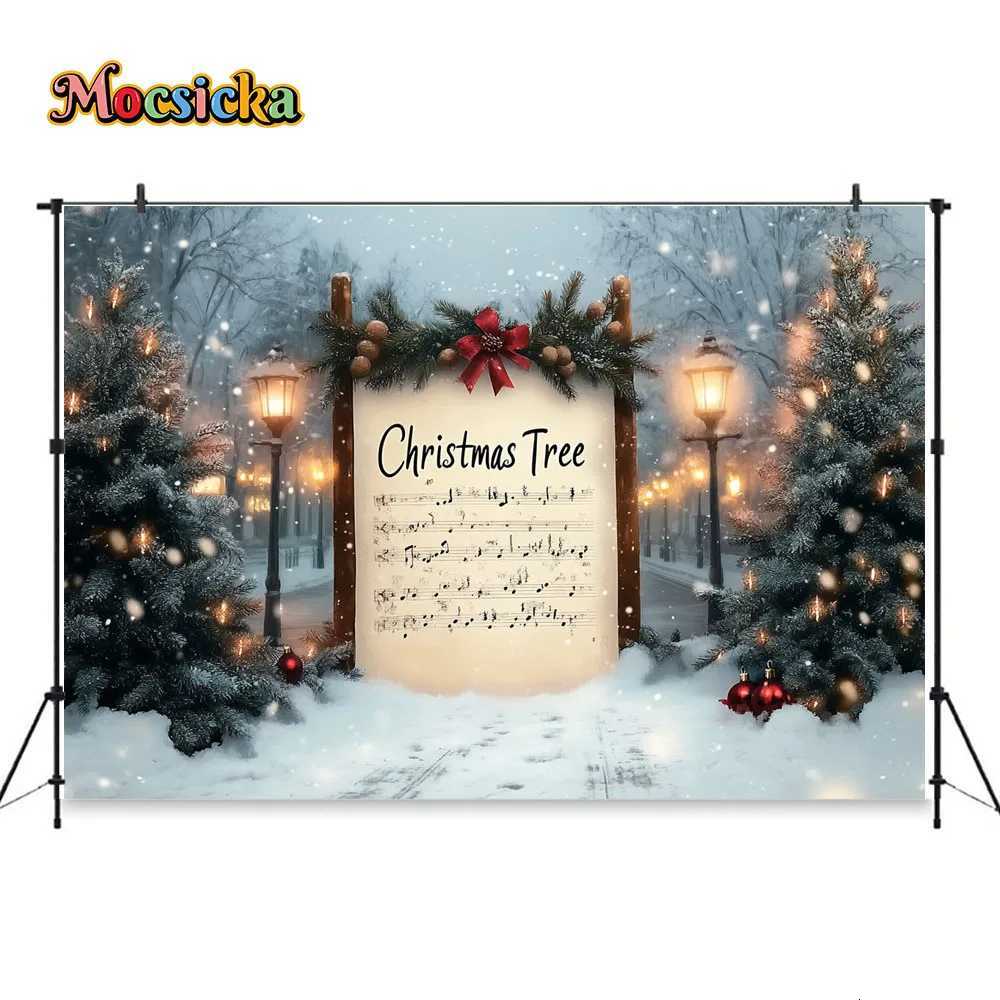 Christmas Wonderland Photography Background Carol Storybook Xmas Tree Lamps Snowy Backdrop New Years Eve Party Kids PortraitM251125