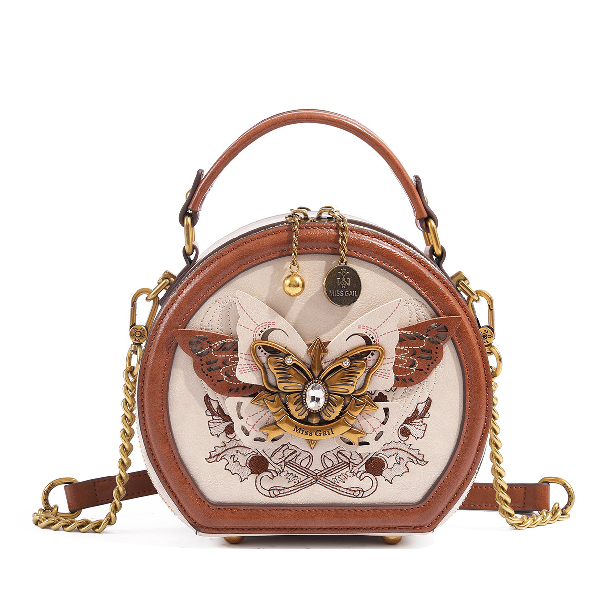 2025 New Bow Designer Bag For Women Fashion Retro Luxury Small Round Bag One Shoulder Crossbody Handbag