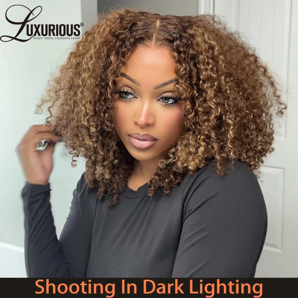 Highlight Ombre Honey Blonde Wigs For Women 13X4 Lace Front Human Hair Burmese Curly Wig Brazilian 250%