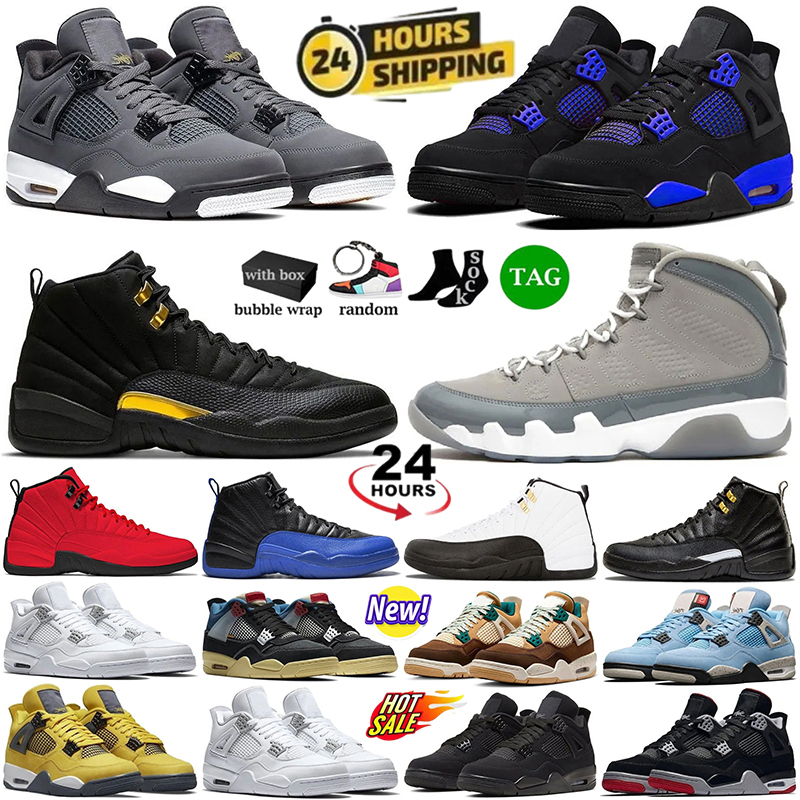 Sneakers Men Women 4s 4 Basketball Shoes 5s 12s Trainers Chaussure Classic Grey Military Black Cats Fear White Thunder Bred Outdoors Mens Sports Shoes Size 36-47