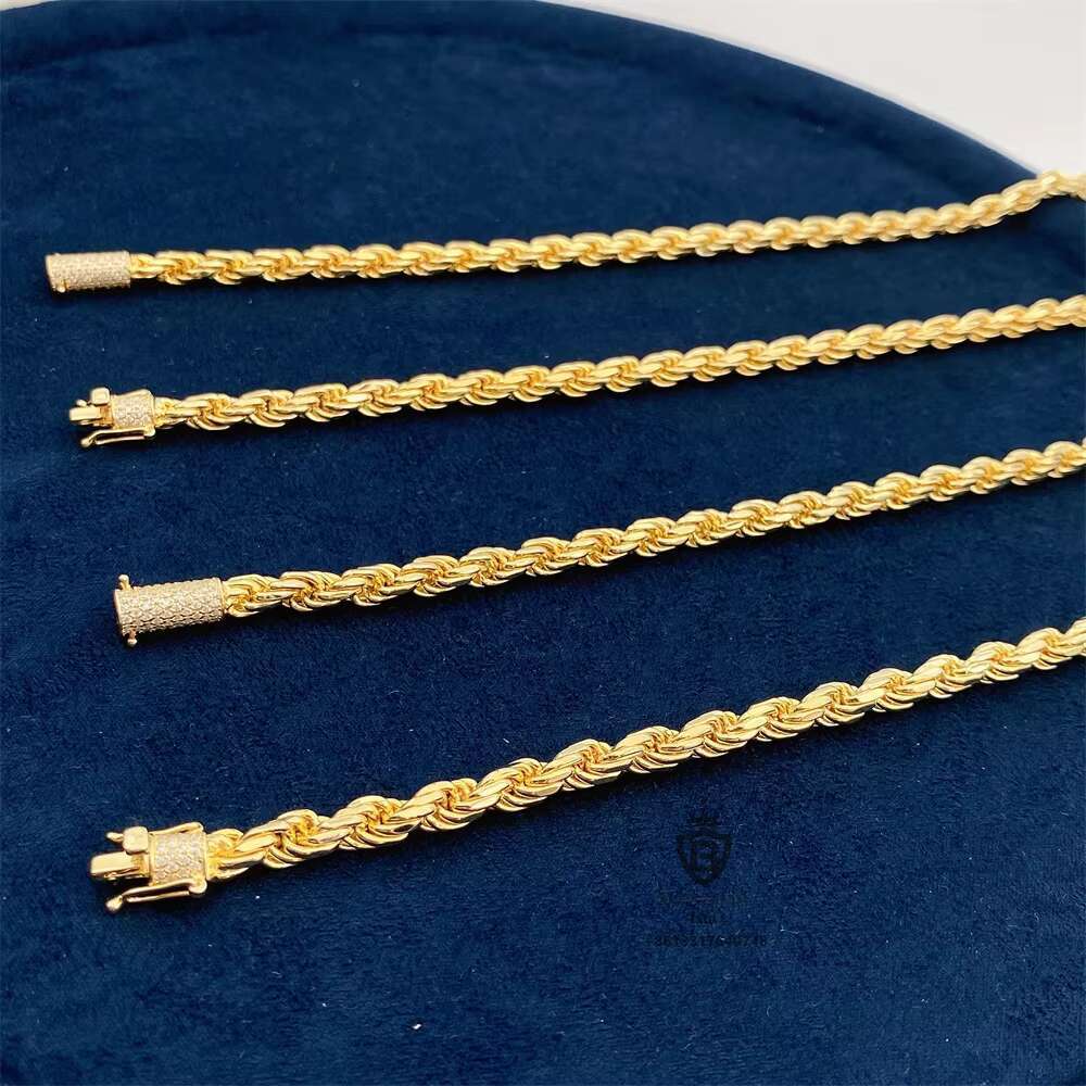 Hot Selling Iced Out Moissanite Clasp 6mm Rope Necklace Solid 925 Silver Rope Chain for Pendant