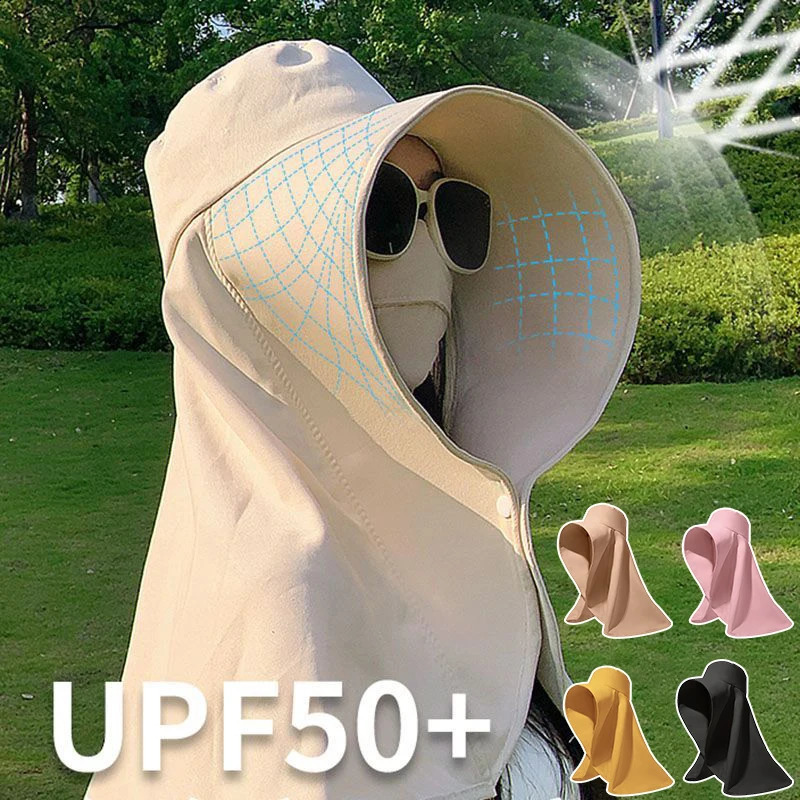 Summer Sun Protection Fishing Hat Outdoor Large Shawl Hiking Visor Big Hat for Woman Travel Neckprotection Shawl Bucket Hats 250424