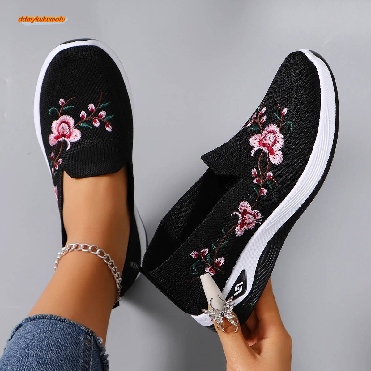 Spring and Autumn New Women's Fashionable Breathable Lightweight Non-Slip Wear-Resistant Casual Sports Flat Shoes Loafers ddmykukumalu