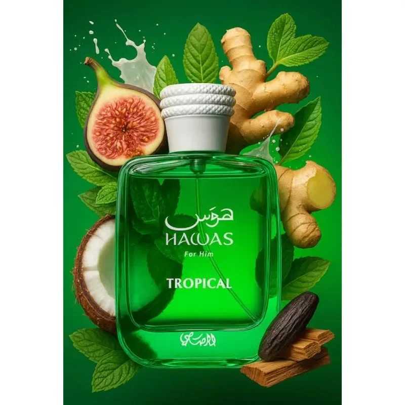 100ML RASASI Hawas Tropical EDP Spray Long Lasting Arabian Perfume For Men Top Notes Fig Leaf Coconut Water and Ginger C251126