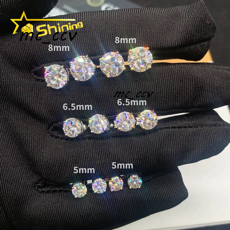 Ready to Ship Sterling Silver 925 Cherry Blossom Cut Moissanite Earrings Women Fashion VVS Round Shape Diamond Ear Studs