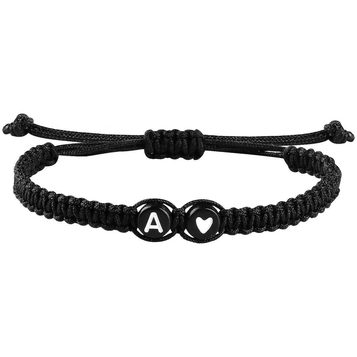 26 Letters Initial Heart Bracelets Handmade Adjustable A-Z Name Braided Bracelets For Women Men Friendship Jewelry Gifts