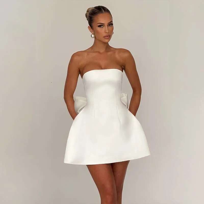Dongdumaoyi Townlike Bow Backless Nightclub Sexy Party Dress Women Mini Spring Summer Strapless Slim Bodycon Dresses