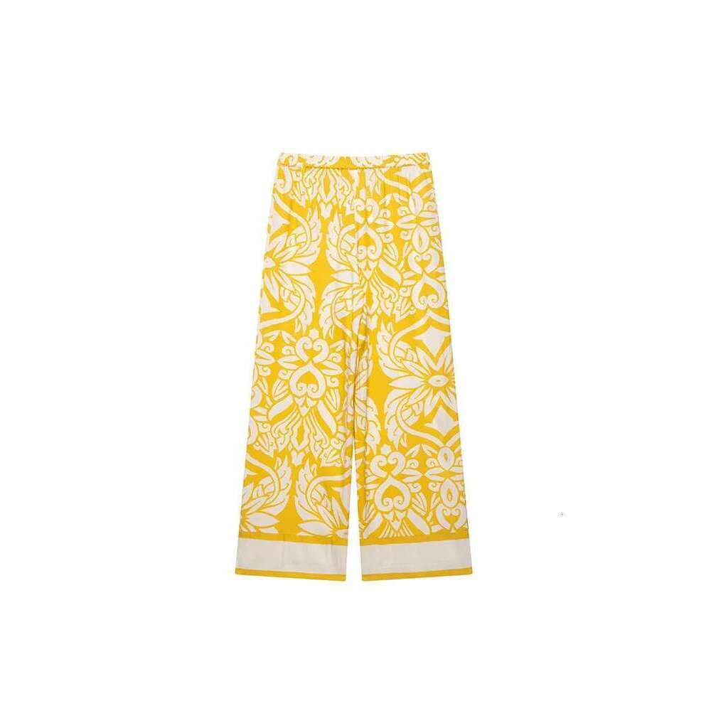 Women Summer 2-Pieces Sets 2025 Vintage Print Loose Shirts Tops And Trousers Female Elegant Street Two Suits Clothing