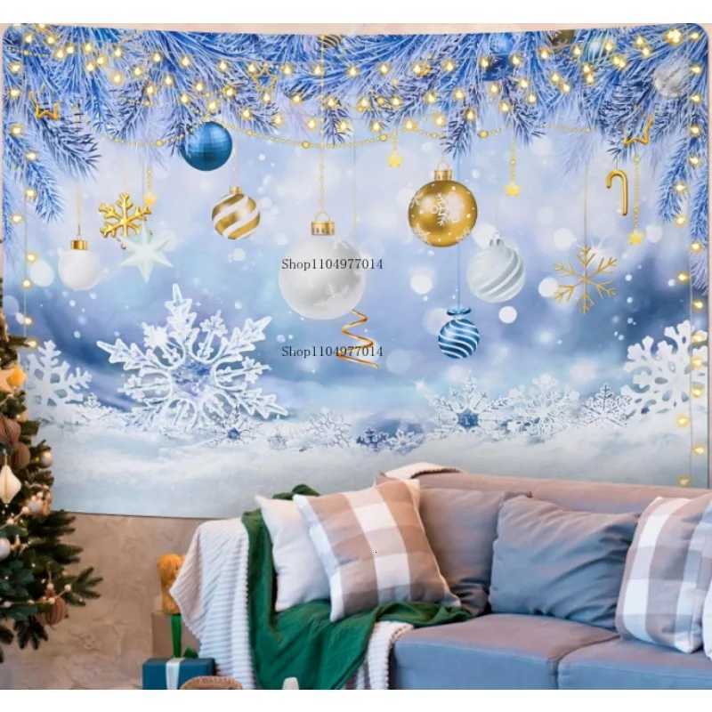 Christmas snowflake tapestry blue and white wall hanging suitable for room decorationM251125