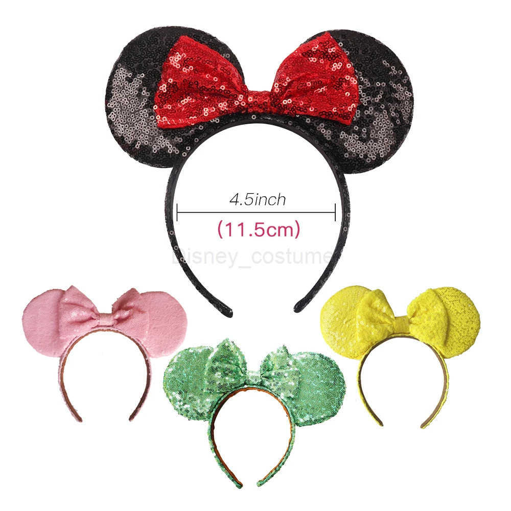 Disney Mickey Minnie Ears Bow Headwear Headband Holiday DIY Hair Accessories Hair Christmas Glitter Hair Bow Female Gift X250425