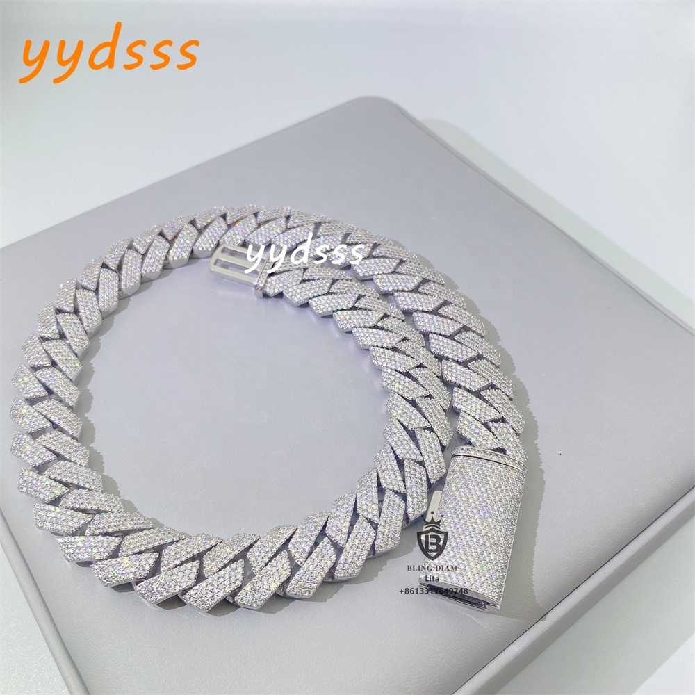 Buss Down Gra Certificates 18mm 4 Rows Moissanite Diamonds Ice Hiphop Heavy Big Cuban Link Chain