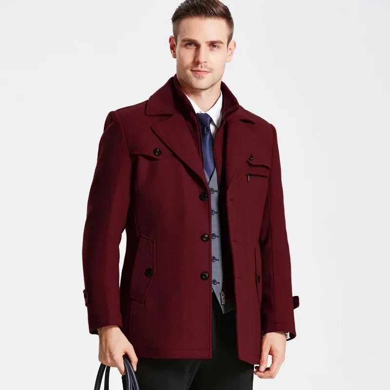 MRMT 2024 Brand New Mens Wool Windbreaker Middle Long Mens Wool Coat Mens Windbreaker Coat Outer Wear Clothing GarmentT251125