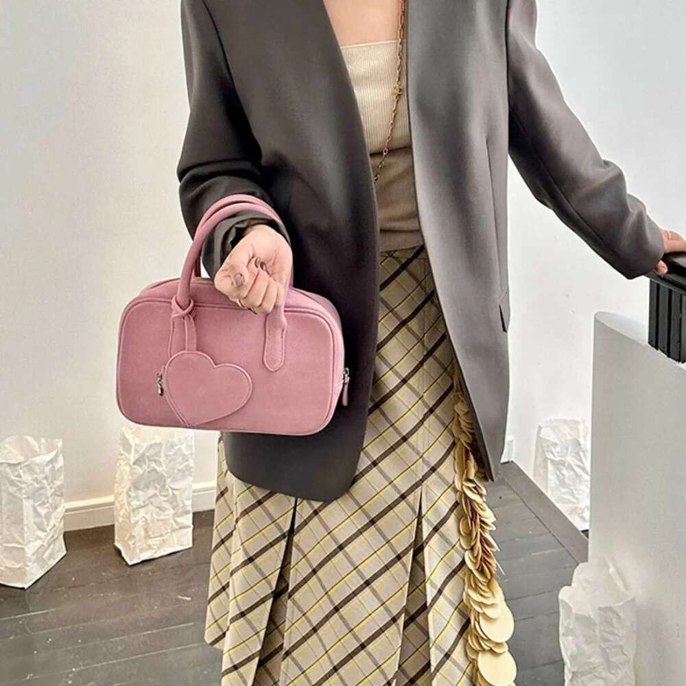 Designer Bag JIOMAY Solid Color Heart-Shaped Women's Handbag Sweet Style Boston Lightweight Bowling Travel Bag