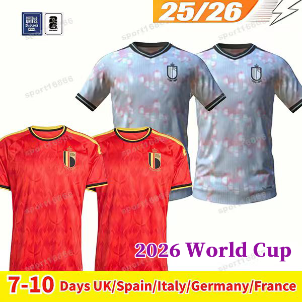 2026 Belgium DE BRUYNE Soccer Jerseys 26 27 R. LUKAKU E. HAZARD WITSEL TROSSARD Openda Onana Football Shirts Men Kids Kits Home Away Fans Player Version 2026 World Cup
