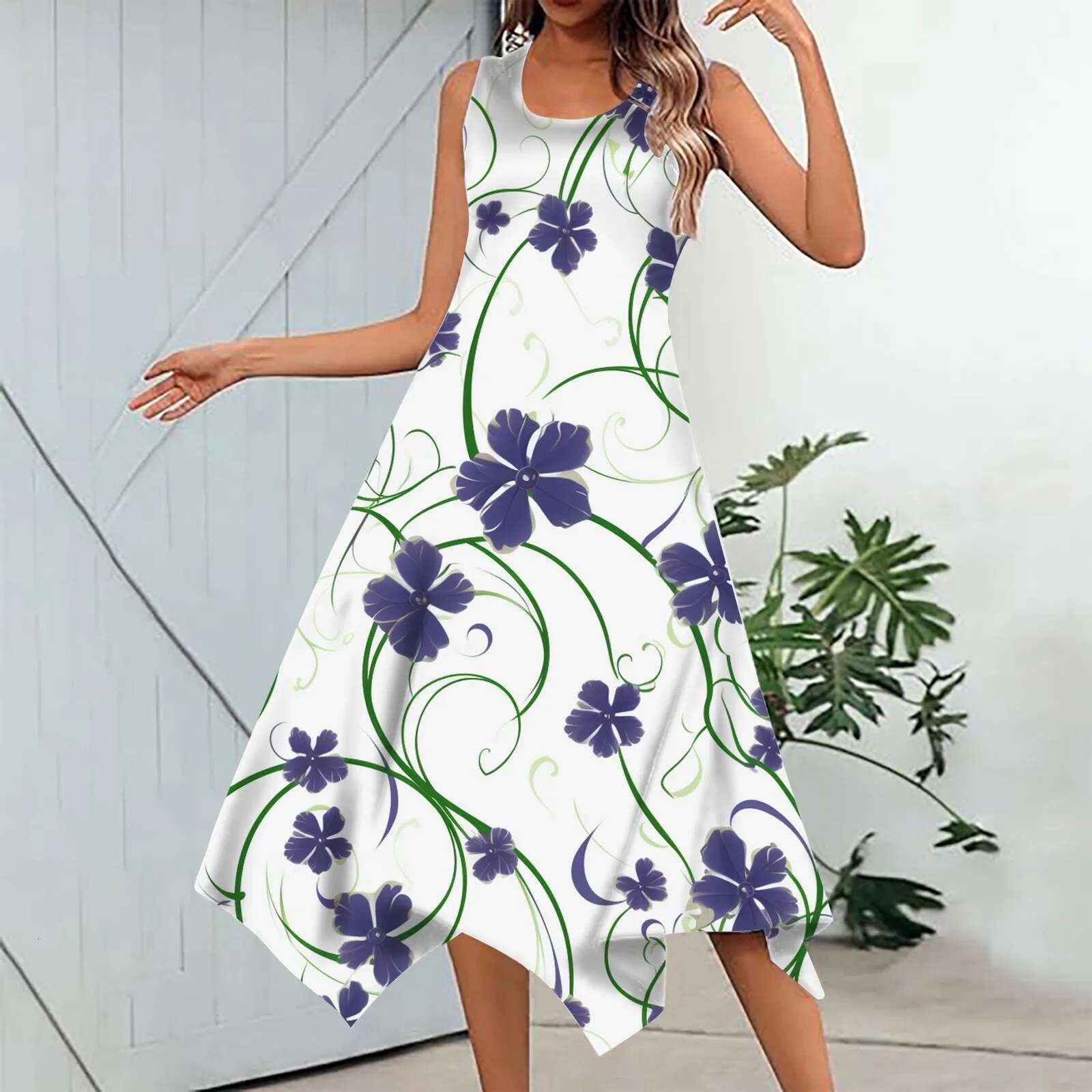 Dongdumaoyi Ladies Summer Long Dress Floral Sleeveless D Print Elegant Party Dresses For Women Casual Beach Spring Clothes
