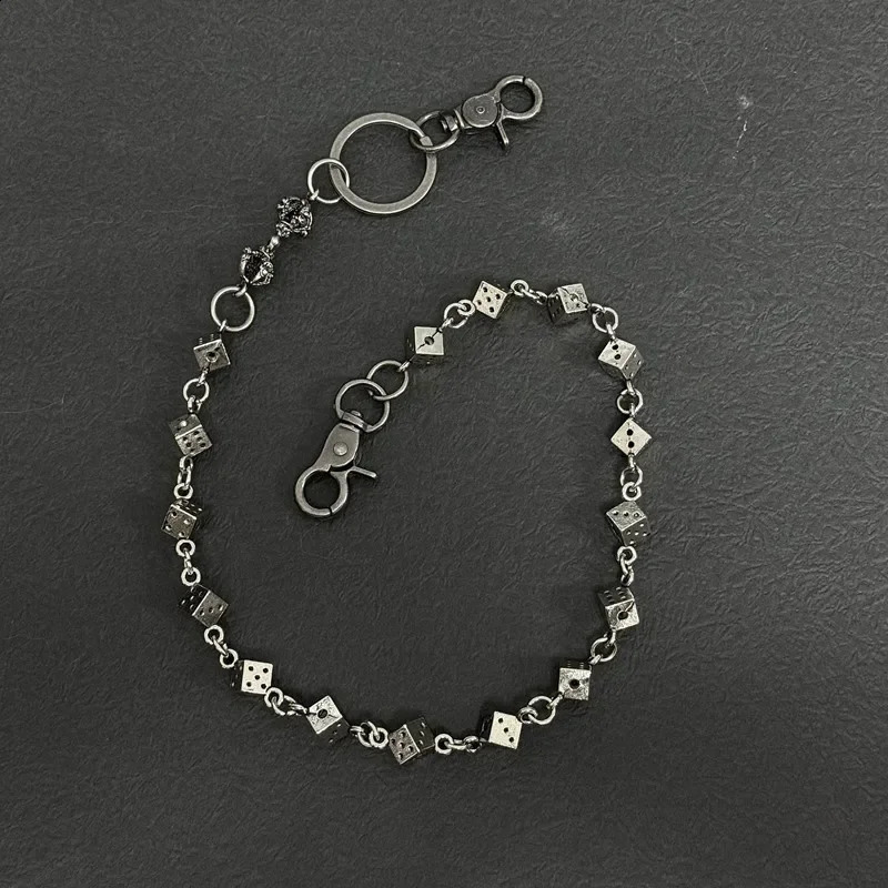 59CM Vintage Punk Dice Belts Pants Waist Chain Men Cool Jeans Chain Keychain Wallet Chain Gothic Biker Fashion Accessories 250424