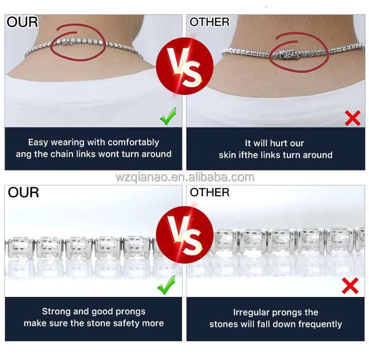 Hot Sale 10K 14K 18K Gold Tennis Chain 5mm 6-9 Inches Iced Out Tennis Bracelet Moissanite Diamond Hiphop Tennis Chain