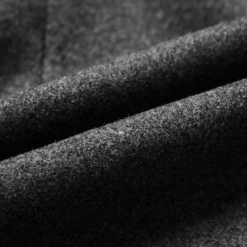 2024 Autumn and Winter Boutique Woolen Black Gray Classic Solid Color Thick Warm Mens Extra Long Wool Trench Coat Male JacketT251125