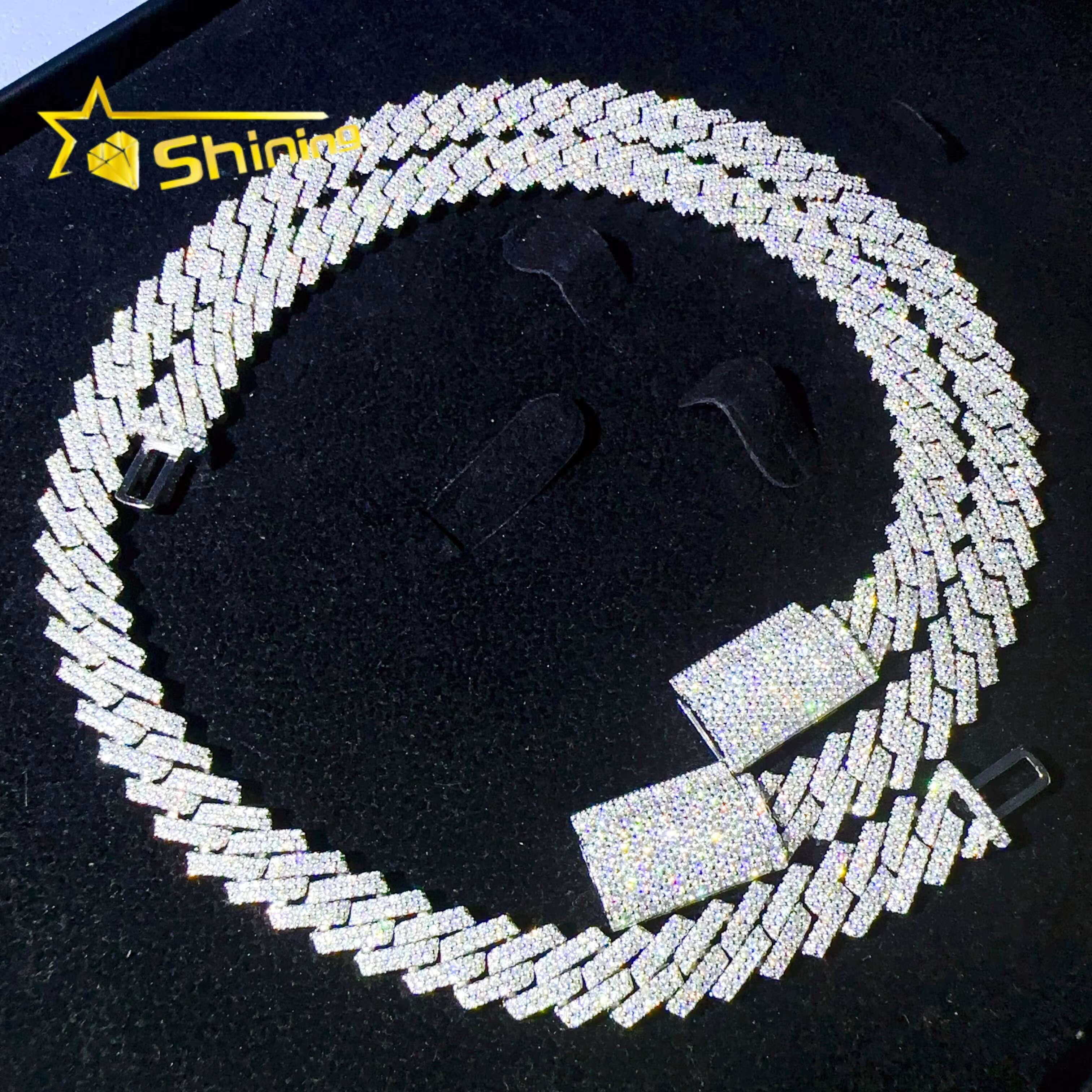 Wholesale Price 10mm Iced Out Cuban Link Chains 925 Silver Moissanite Diamond Cuban Necklace Bracelet Men Hip Hop Jewelry