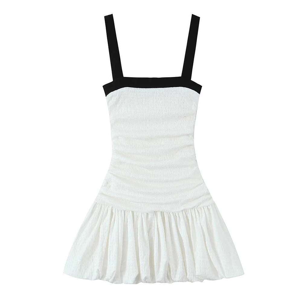 Designer Clothes TRAF Women's Summer Vintage Mini Chic Backless High Waist Party Club Corset Pufll Hem Short Dress Female Elegant Sling
