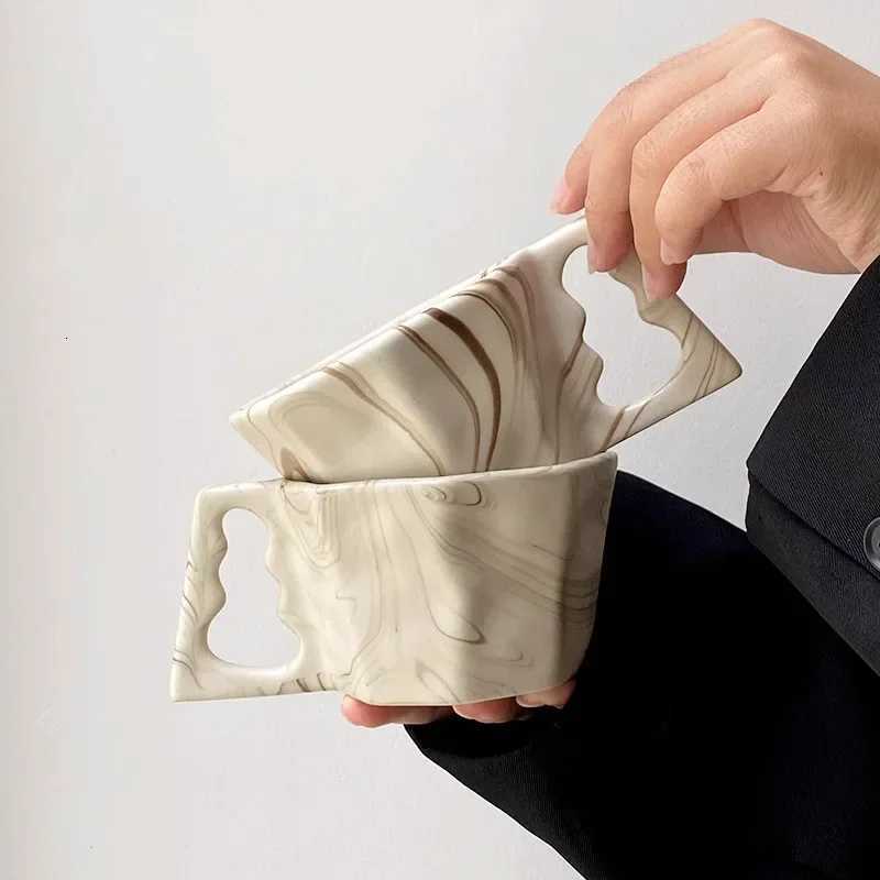 Simple Ink Octagonal MugCreative Ceramic Coffee MugScandinavian Style Home CupDesktop DecorationLatte Art Cup Y251125