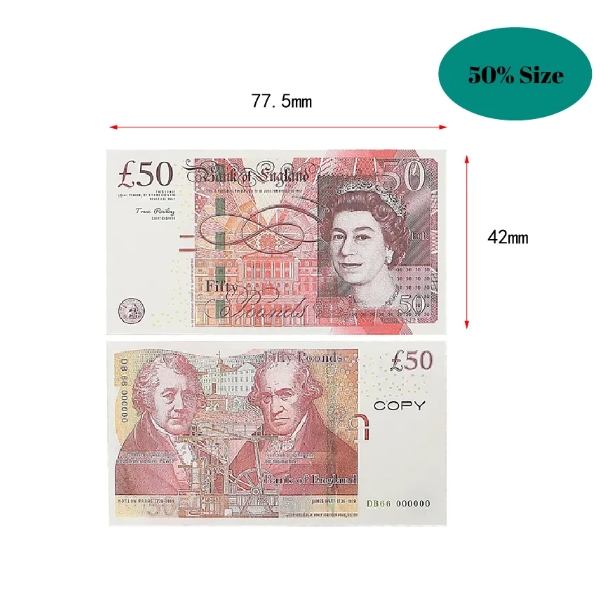 Copy Money Actual 1:2 Size Movie Toys Uk Pounds GBP British 50commemorative Prop Toy For Kids Christmas Gifts Or Video Film Avgeu