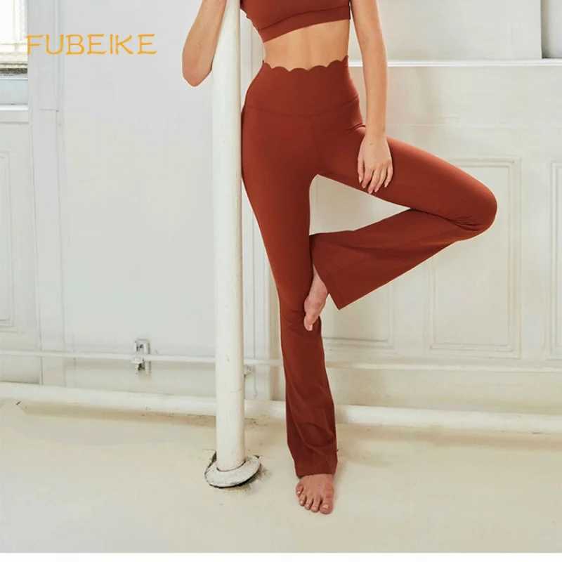 FUBEIKE Fashion Womens Sports Leg Push Up Fitness Clothes Seamless Nude Sports Pants Running Sports ClothesC250425