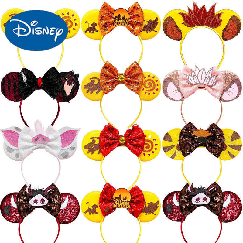 Disney Lion King Ears Hairdo Female Shining Bow Headband Children Simba Headband Girls Pumbaa Hair Band Baby Disney Ding Meng Headband X250425