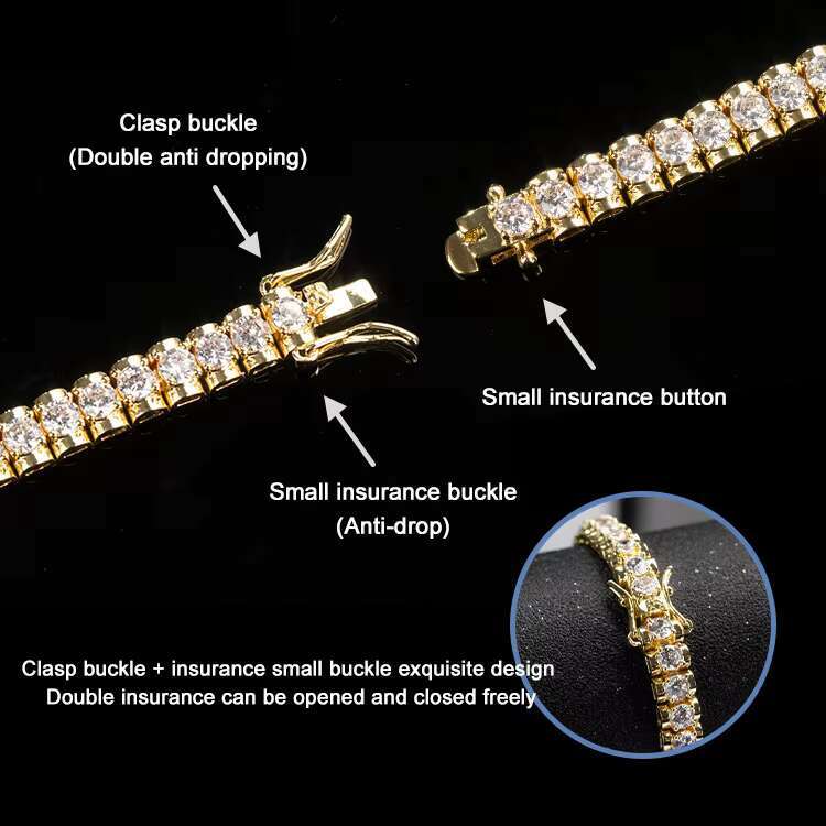Jewelrys Hiphop Tennis Chain Necklace 925 Sterling Silver 5A+ Moissanite Cubic Moissanite Tennis Link Chain Mans Tennis Bracelet