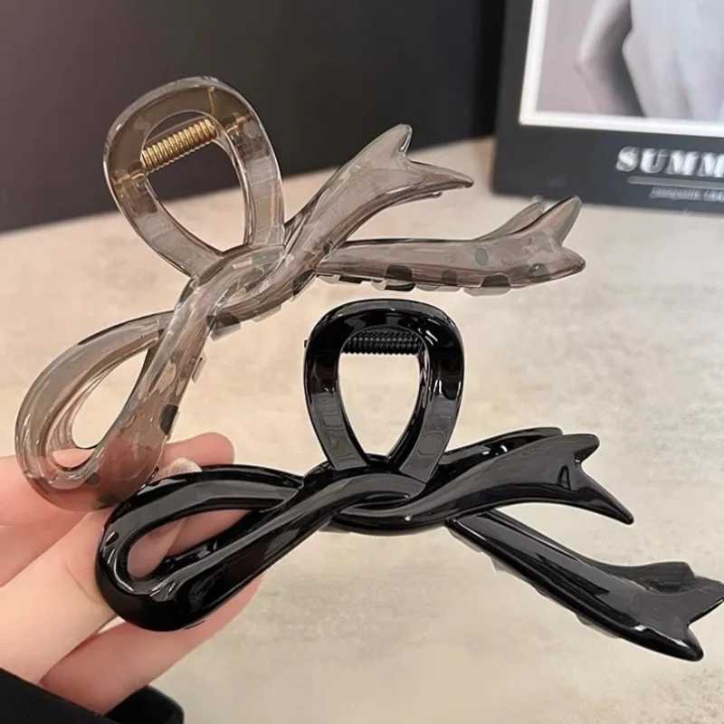 13cm acrylic ribbon bow hair clip crab hair clip smooth bucket headband hair clip shark ponytail for female hair accessoriesT250425