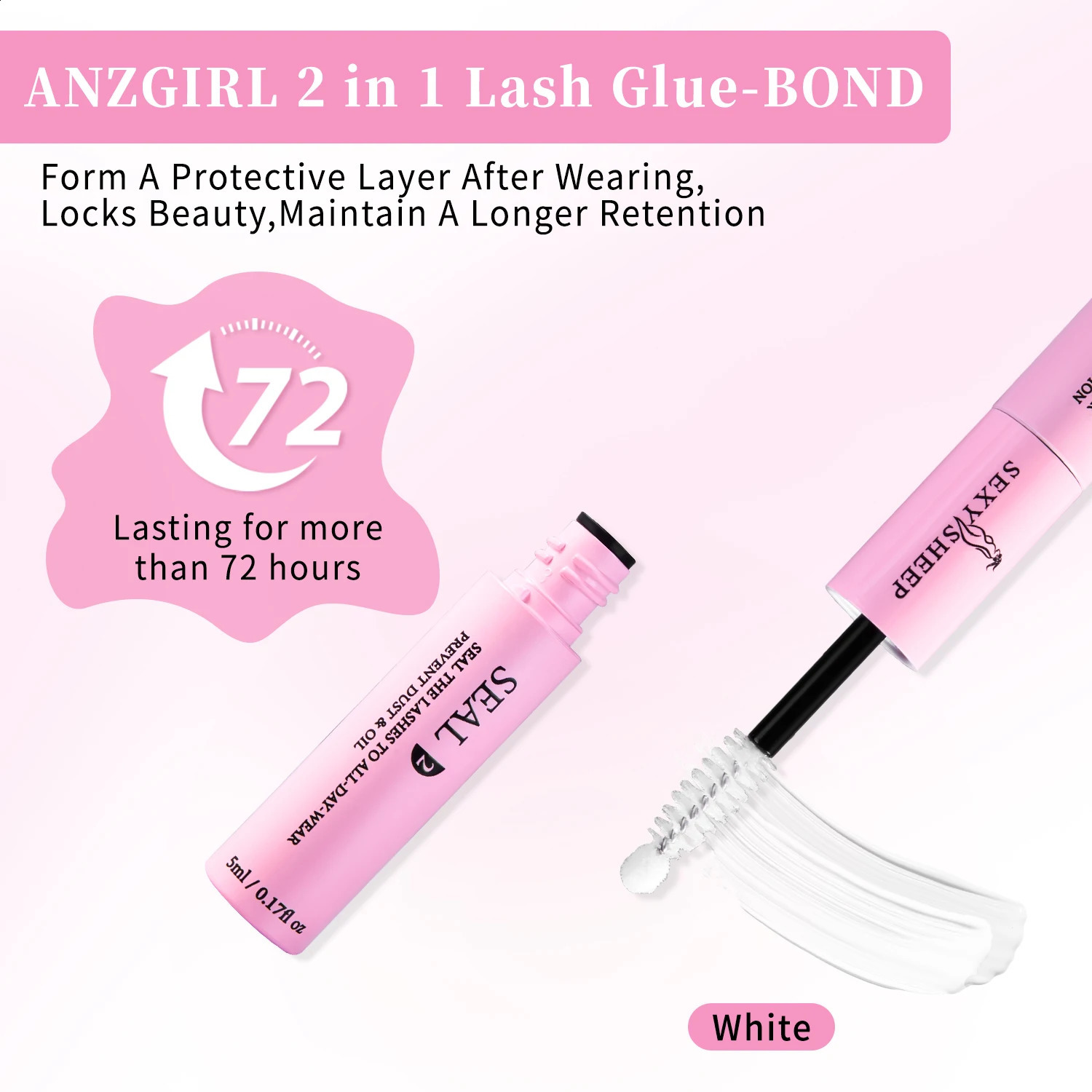 Eyelash glue and seal are used for strong fixation of eyelash clusters. Eyelash glue lasts for 48 hours in a 2-in-1 combination 5ml black glue5ml tran