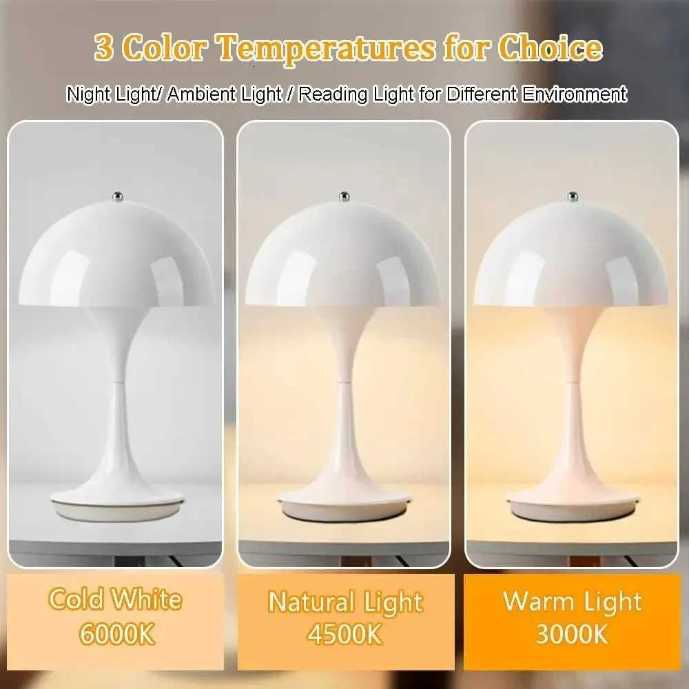 Modern Nordic Danish Mushroom Table Lamp Energy-Saving High-End Rechargeable Decor for Bedroom Bedside Living RoomM251125
