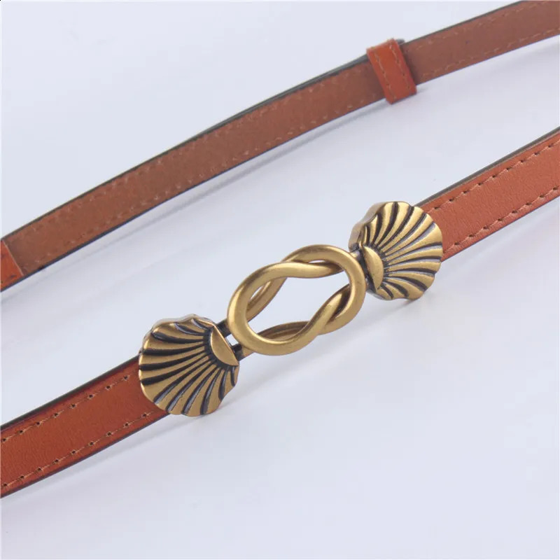 Maikun playful leather thin belt suitable for womens simple fully matched belt metal buckle belt 250422