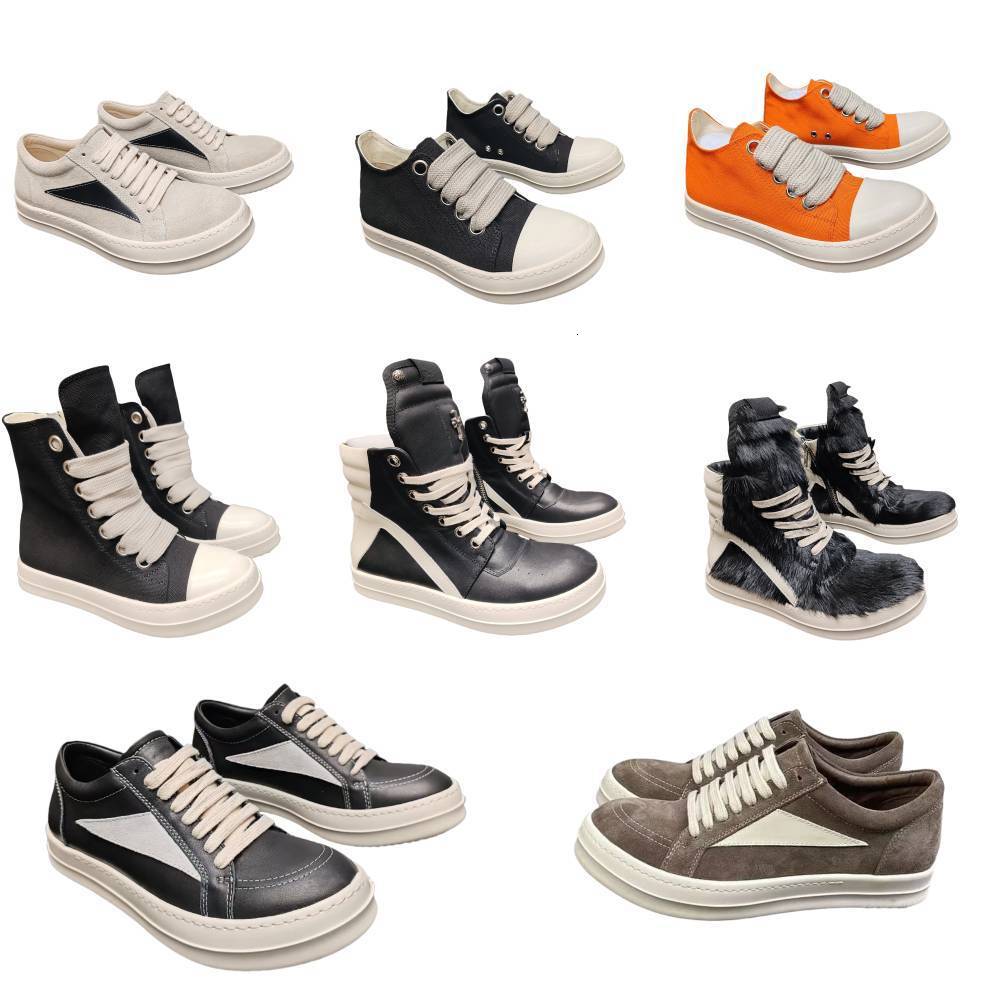 Designer Ro Owenes Black White Casual Shoes Men Women VINTAGE Denim Mesh Leather Outdoor Boots DRKSHDWS Brushed Cotton Canvas RO Boots Luxury High Low Brand Sneakers