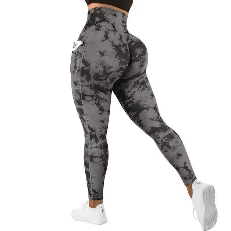Womens Long Leg Fitness Yoga Pants Tight Fitness Running Network Patch Work Yoga Elastic Sports Tie Dyeing Pants LacotrivasC250425