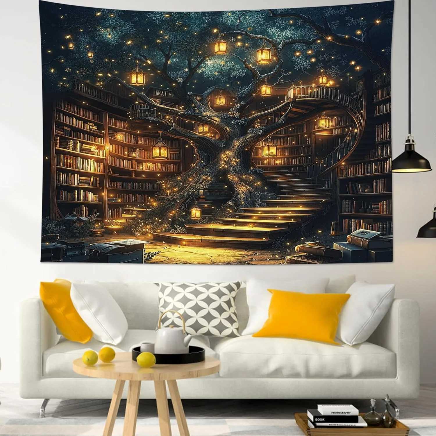 1pc Bookshelf Plant Tapestry Multiple Sizes 2D Print Greenery Bookcase Study Room Polyester Wall Hanging Bedroom Dorm RelaxingM251125