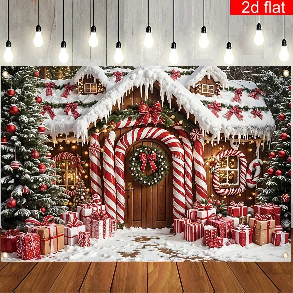 VIKAMA Christmas Cottage Tapestry Family Gathering Christmas Party Home Living Room Wall Hanging Holiday Room DecorM251125