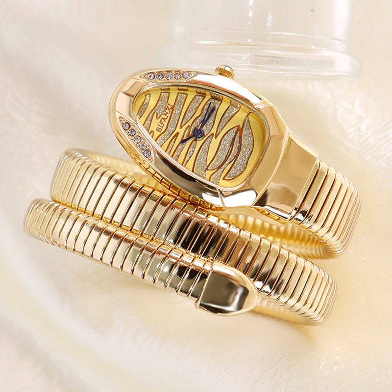 Luxury Brand Designer Watches Snake Bracelet Watch Women's Niche Light Luxury Wristwatch Two-Circle Creative Quartz Watch Personality Bracelet Wa