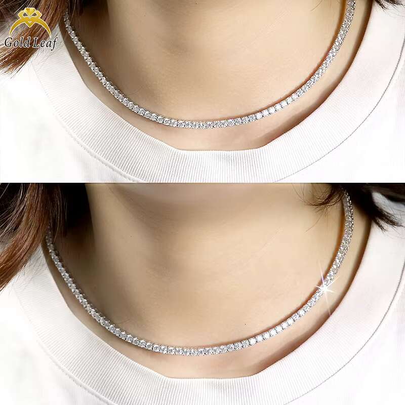 925 Sterling Silver Hip Hop Tennis Necklace 3-5mm D Color VVS Diamond Link Chain for Men Moissanite Necklace