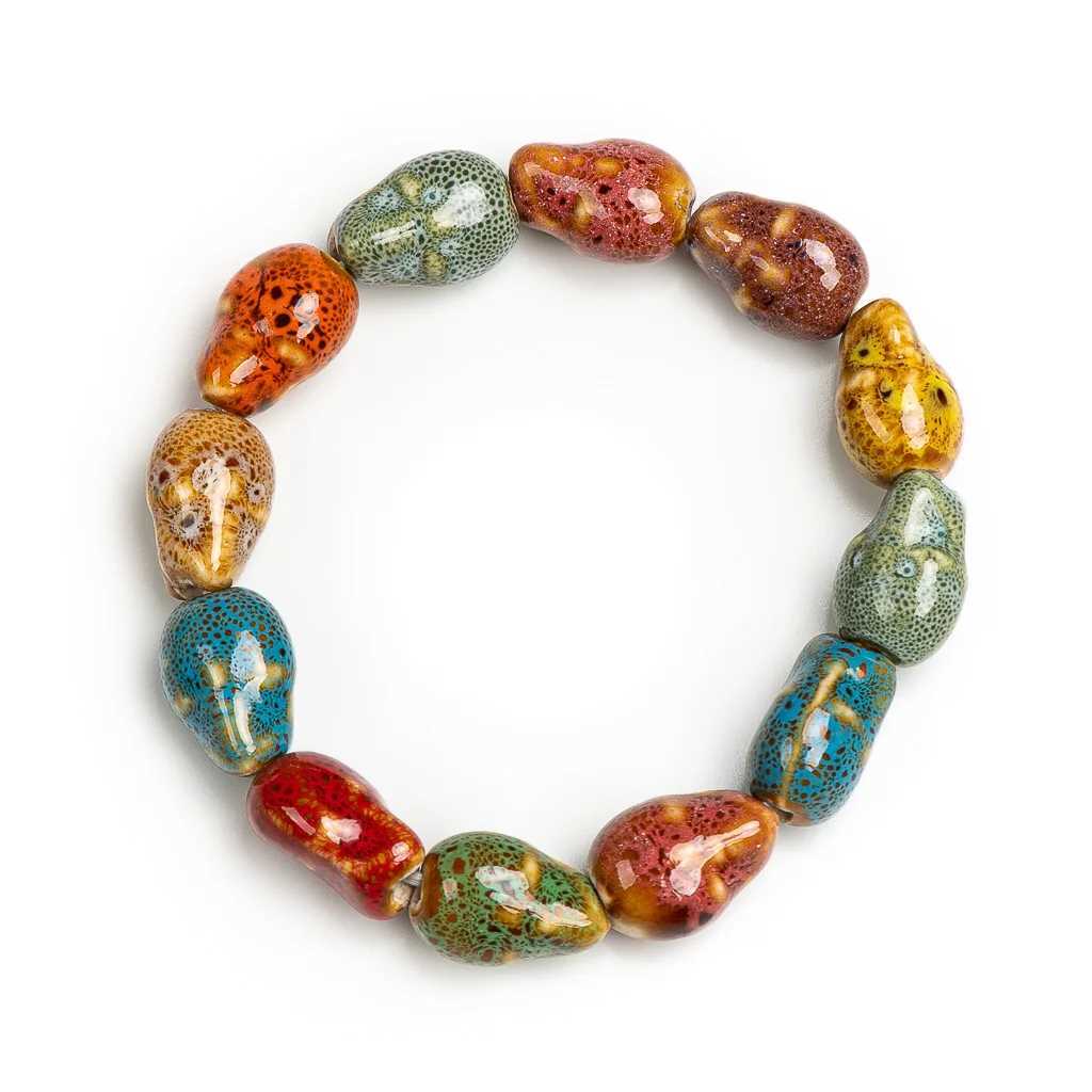 Colorful Unique Elastic Line Ceramic beads bracelets hand made DIY Artware Retro bracelet Jewelery CY119 J251125