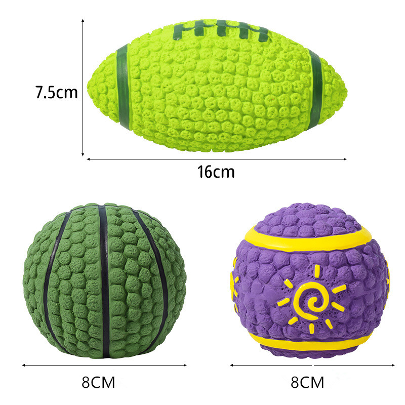Dog Chew Toy Latex toy football Rugby for Outdoor Feeding & Teeth Grinding makes a loud dog sound noise maker large dog toy.