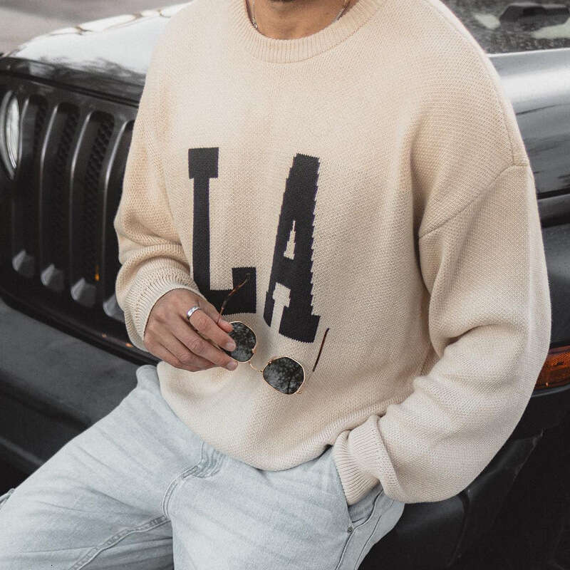 New American Street Letter Loose Round Neck Casual Versatile Long Sleeve Top Knitted Sweater