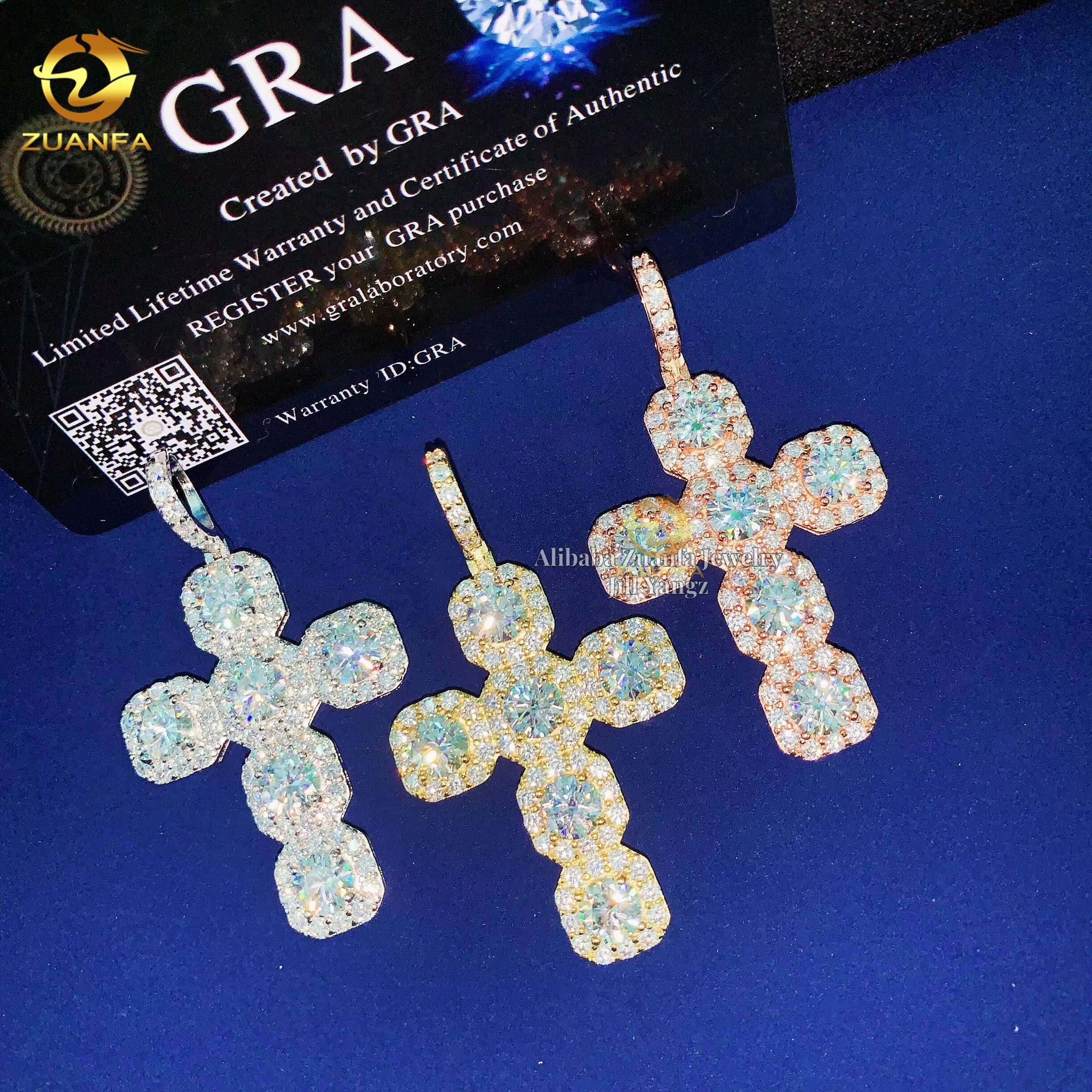 Cross Pendant Collection Baguette Moissanite Pendants GRA Certificate Iced Out Jewelry Custom Moissanite Pendant