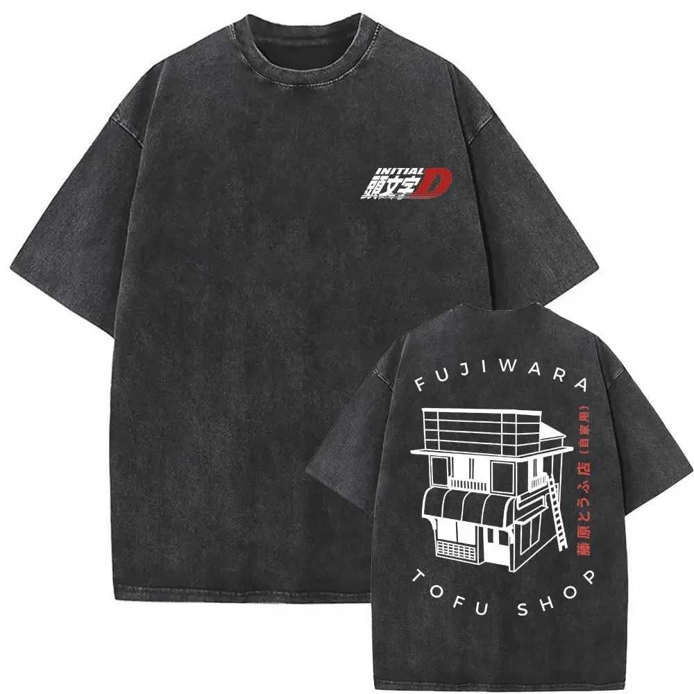 Washed Vintage Men Women Anime Initial D Fujiwara Takumi Graphic Print T-shirt Mens Manga Casual T-shirt Mens Extra Large T-shirt W250425