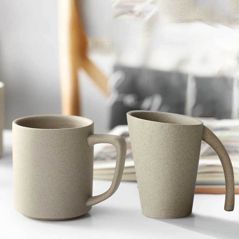 Vintage Coffee Color Ceramic Coffee Cup Home 300ml Teacup Office Tea Set Art Mug Breakfast Milk Oatmeal Mug Home Decoration Gift Y251125