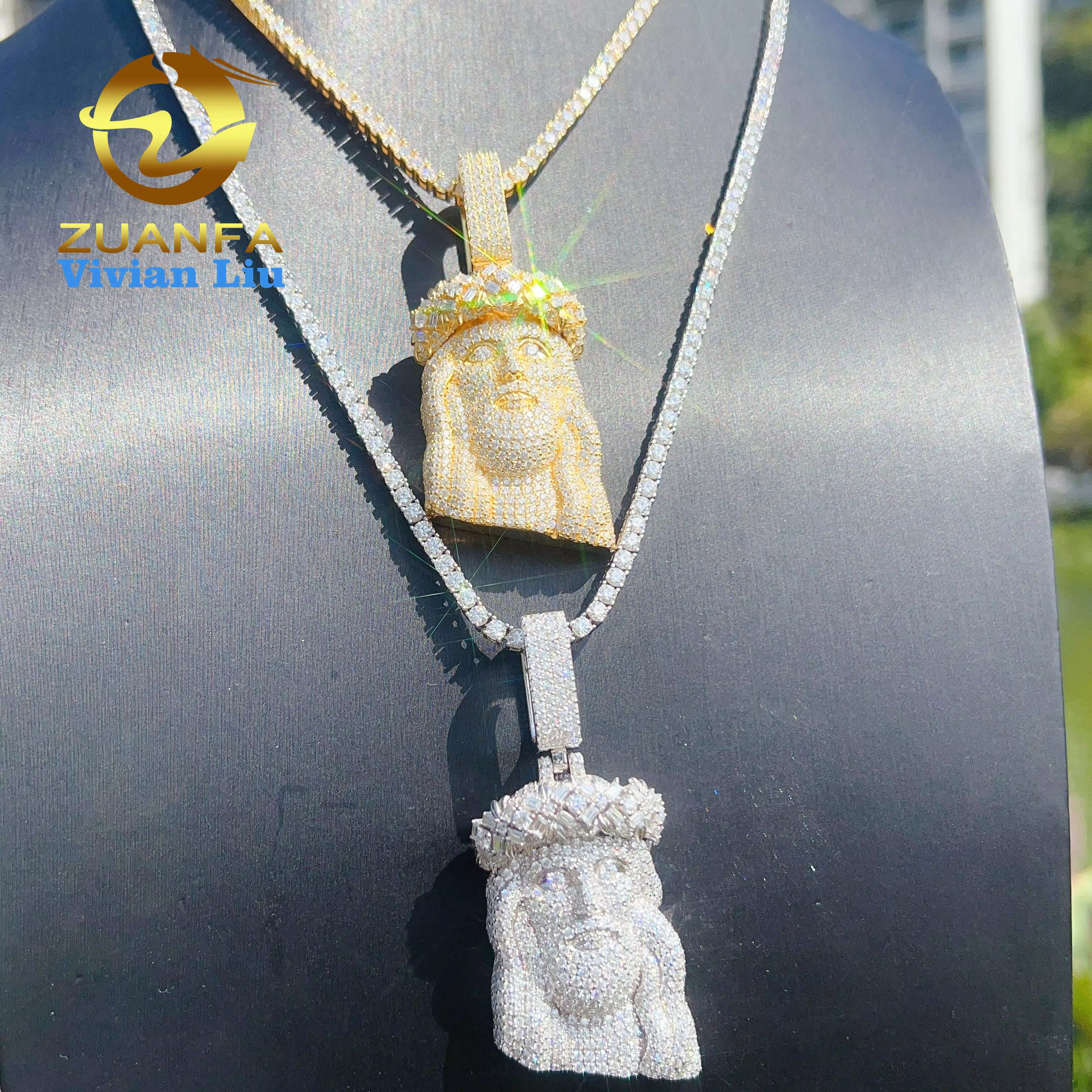 Pass Diamond Tester Vvs Moissanite 925 Sterling Silver Hip Hop Iced Out Custom Jesus Pendant